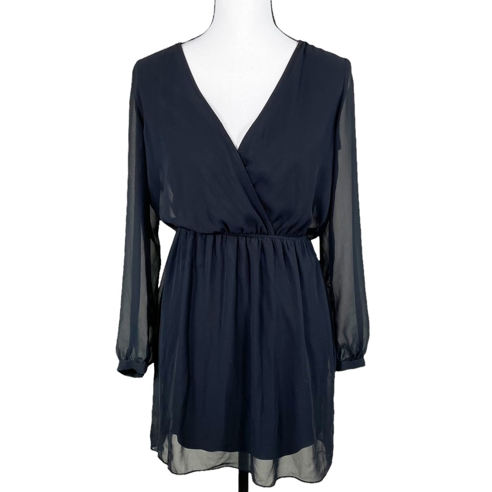 Express Black Chiffon Faux Wrap Dress